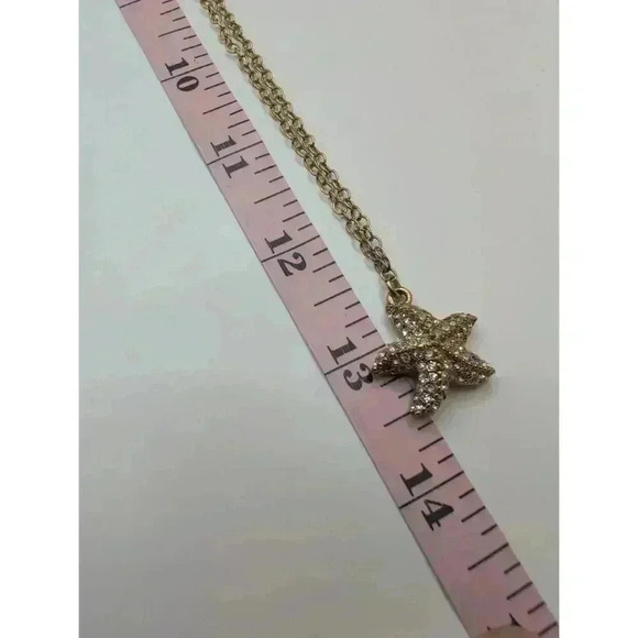 J Crew Goldtone Star Pendant Necklace Cubic Zirconia Lobster Claw 26 Inch - Picture 6 of 6
